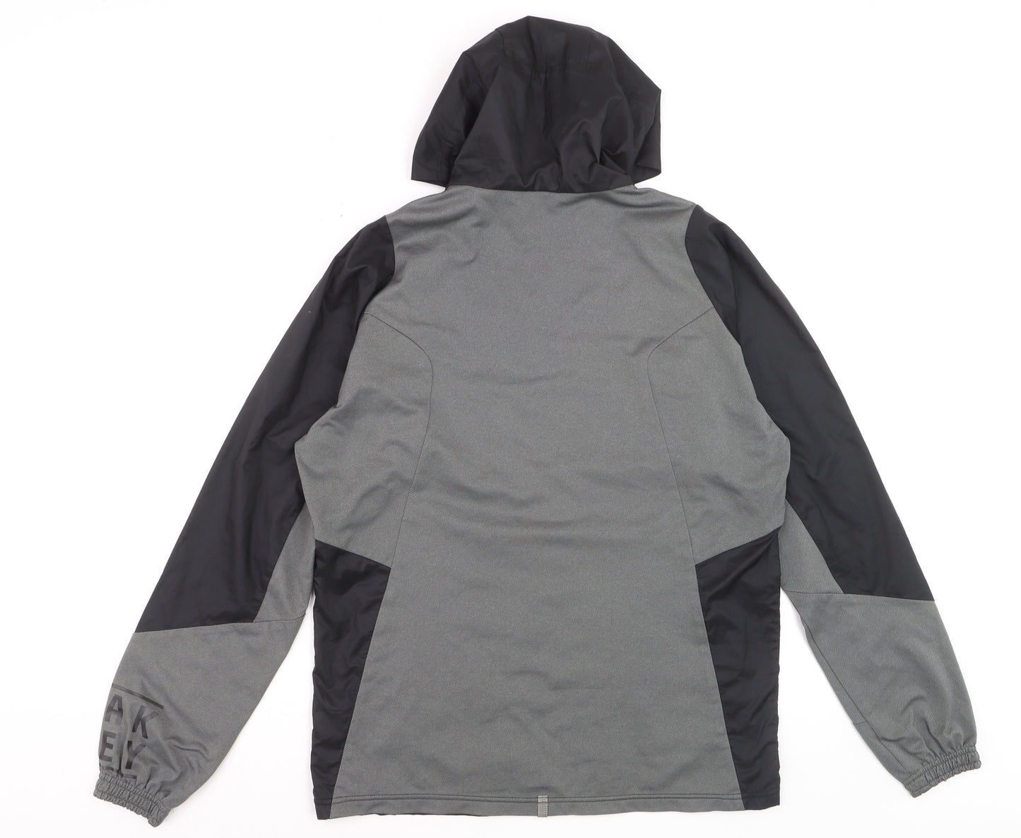 Oakley Mens Grey Windbreaker Jacket Medium Hooded Zip Polyester