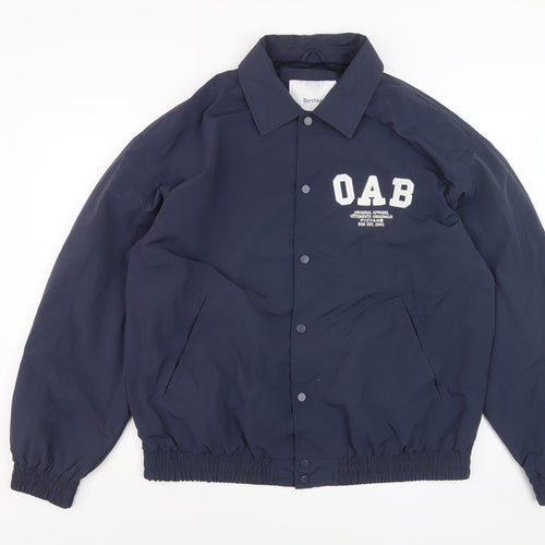 Bershka Men's Blue L College Style Lightweight Jacket