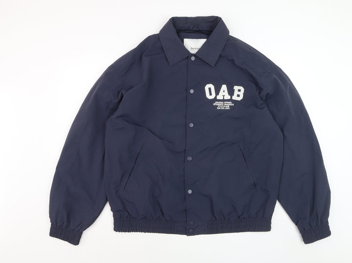 Bershka Men's Blue L College Style Lightweight Jacket