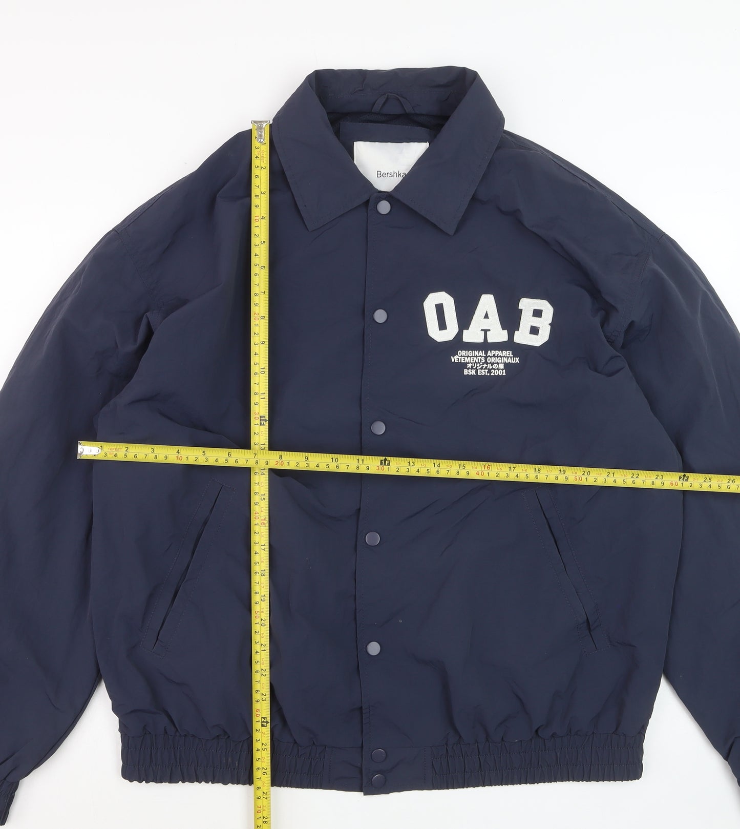 Bershka Men's Blue L College Style Lightweight Jacket