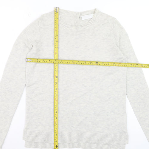 The White Company Women Ivory Crew Neck Wool Blend Jumper Size 8