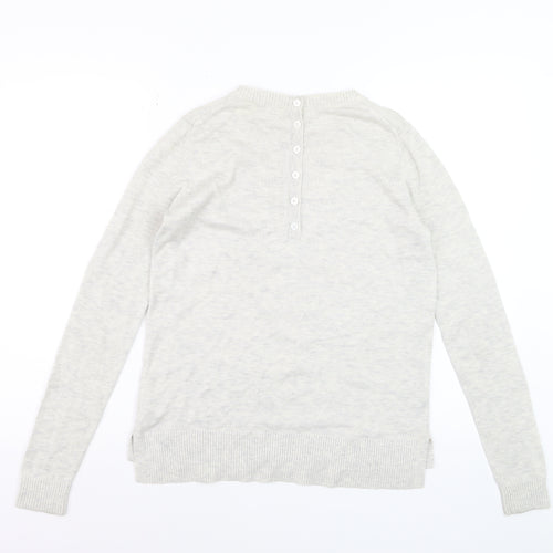 The White Company Women Ivory Crew Neck Wool Blend Jumper Size 8