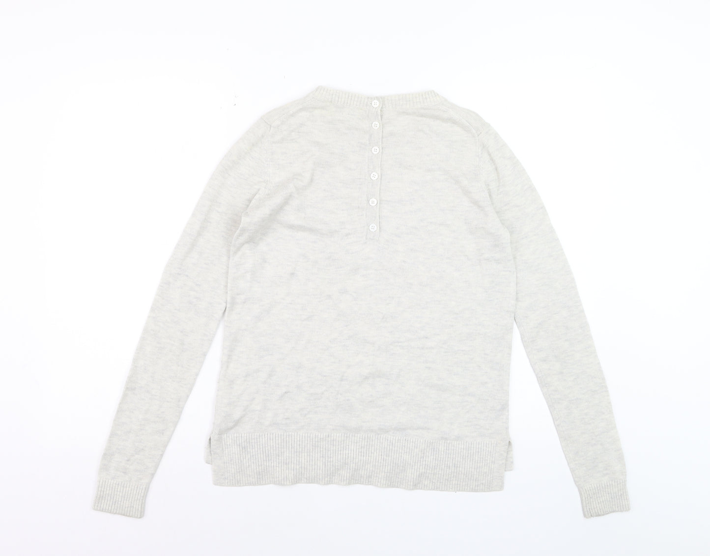 The White Company Women Ivory Crew Neck Wool Blend Jumper Size 8
