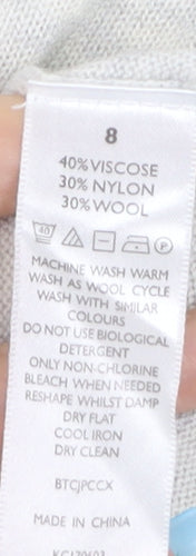 The White Company Women Ivory Crew Neck Wool Blend Jumper Size 8