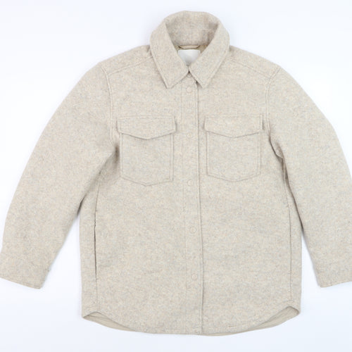 H&M Men’s Beige Fleece Jacket XS Regular Fit Polyester