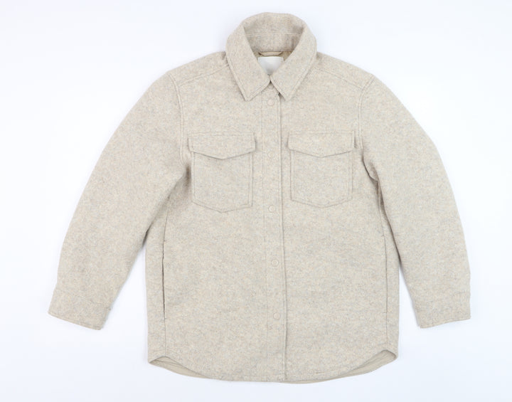 H&M Men’s Beige Fleece Jacket XS Regular Fit Polyester
