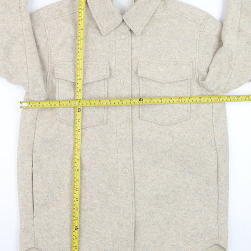 H&M Men’s Beige Fleece Jacket XS Regular Fit Polyester
