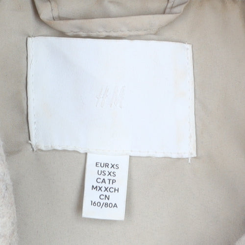 H&M Men’s Beige Fleece Jacket XS Regular Fit Polyester