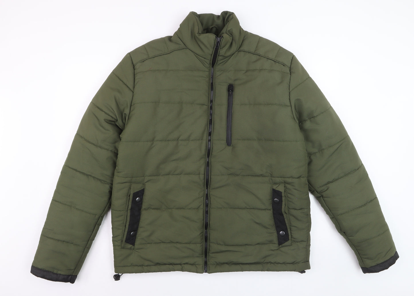 UNO.CAMICIE Men's Green Puffer Jacket L Polyester Winter Coat