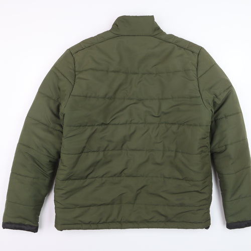 UNO.CAMICIE Men's Green Puffer Jacket L Polyester Winter Coat