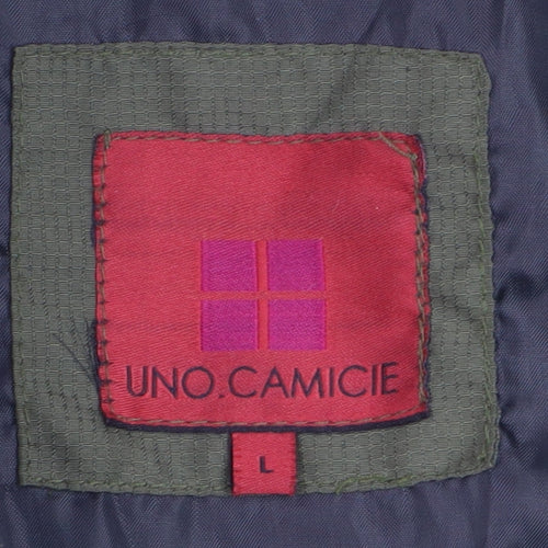 UNO.CAMICIE Men's Green Puffer Jacket L Polyester Winter Coat