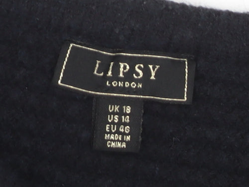 Lipsy Women Black UK 18 Long Sleeve Button Cardigan