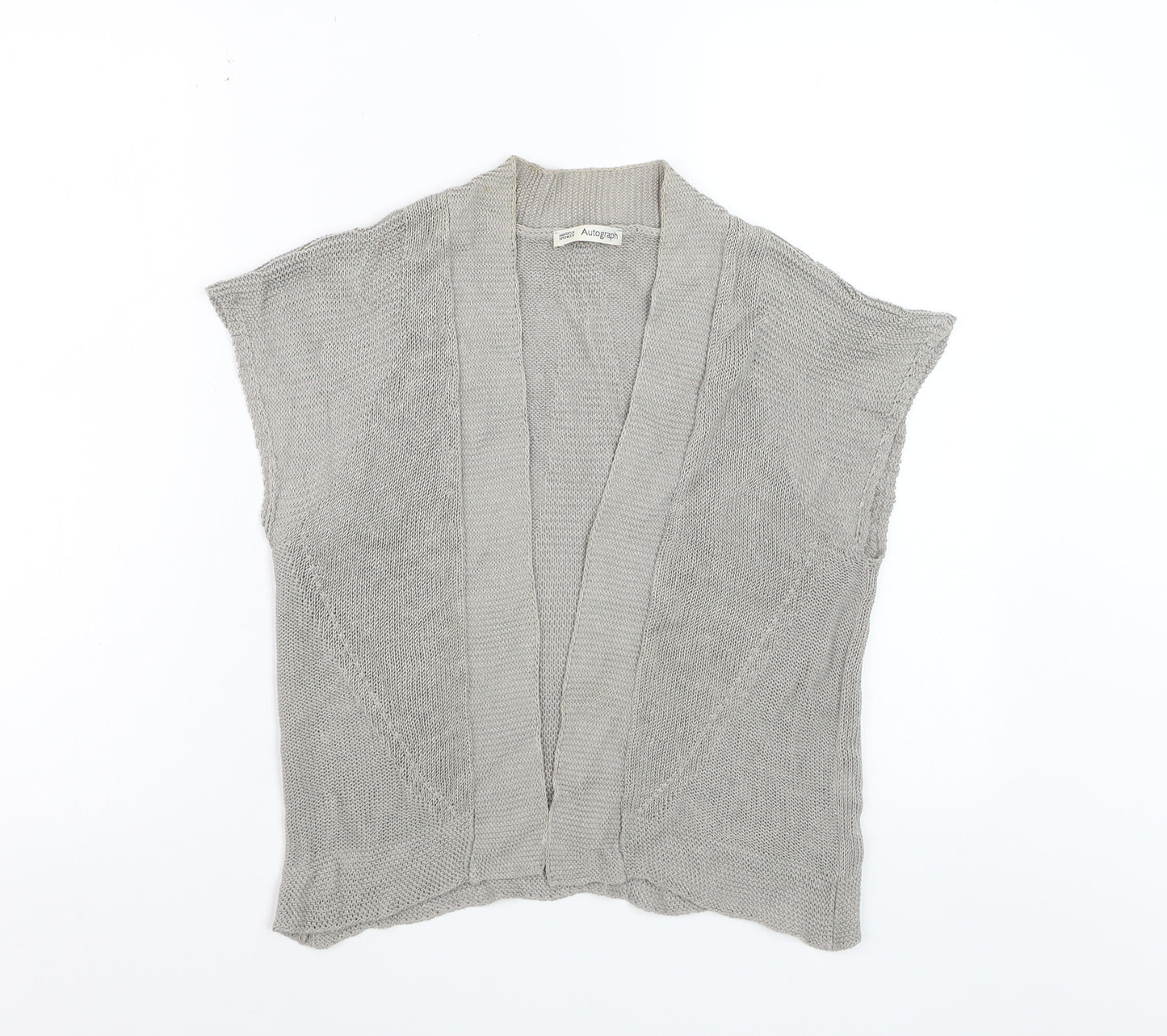 Marks and Spencer Autograph Womens Beige Open Knit Linen Blend Cardigan Size 10