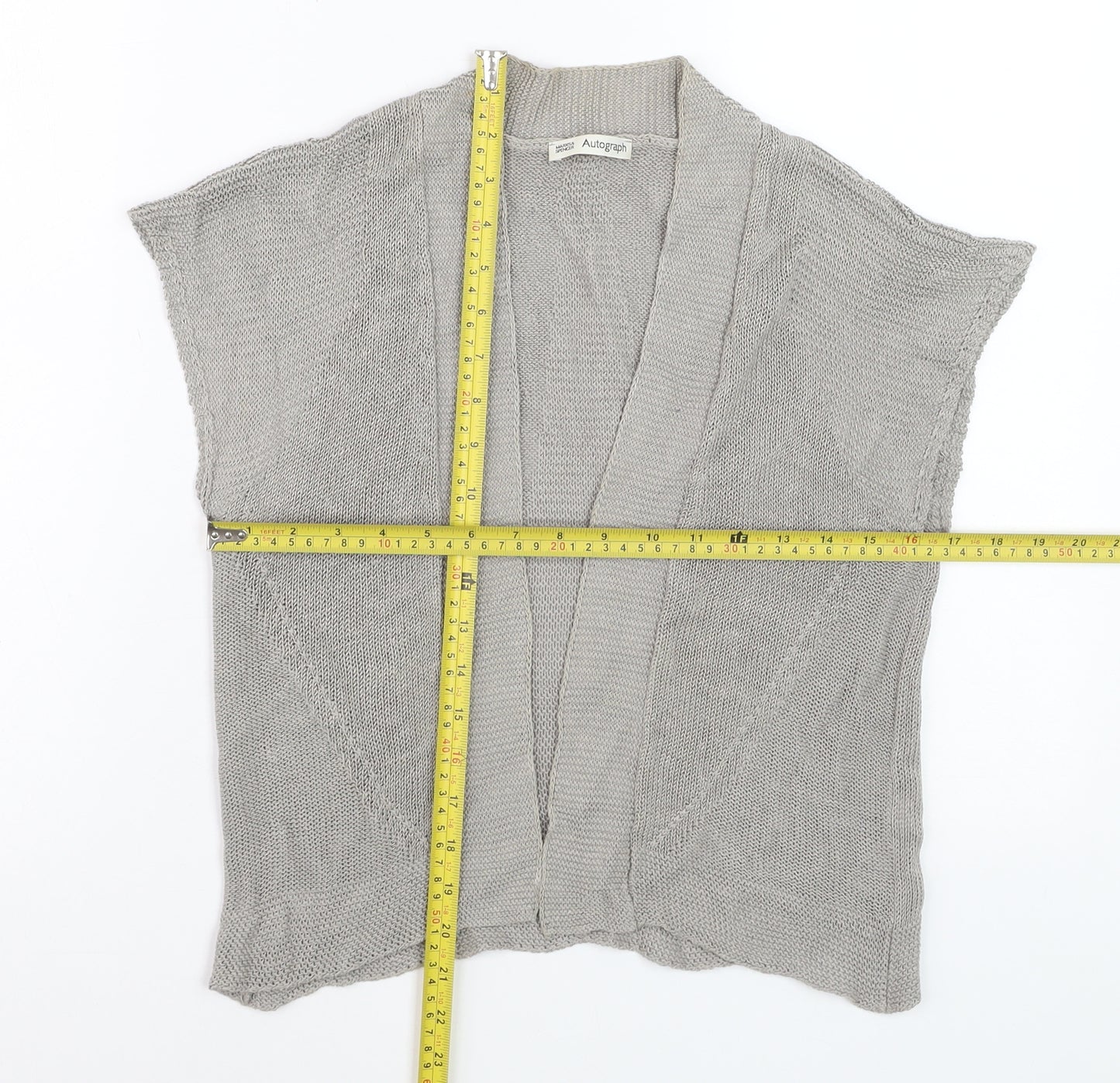 Marks and Spencer Autograph Womens Beige Open Knit Linen Blend Cardigan Size 10