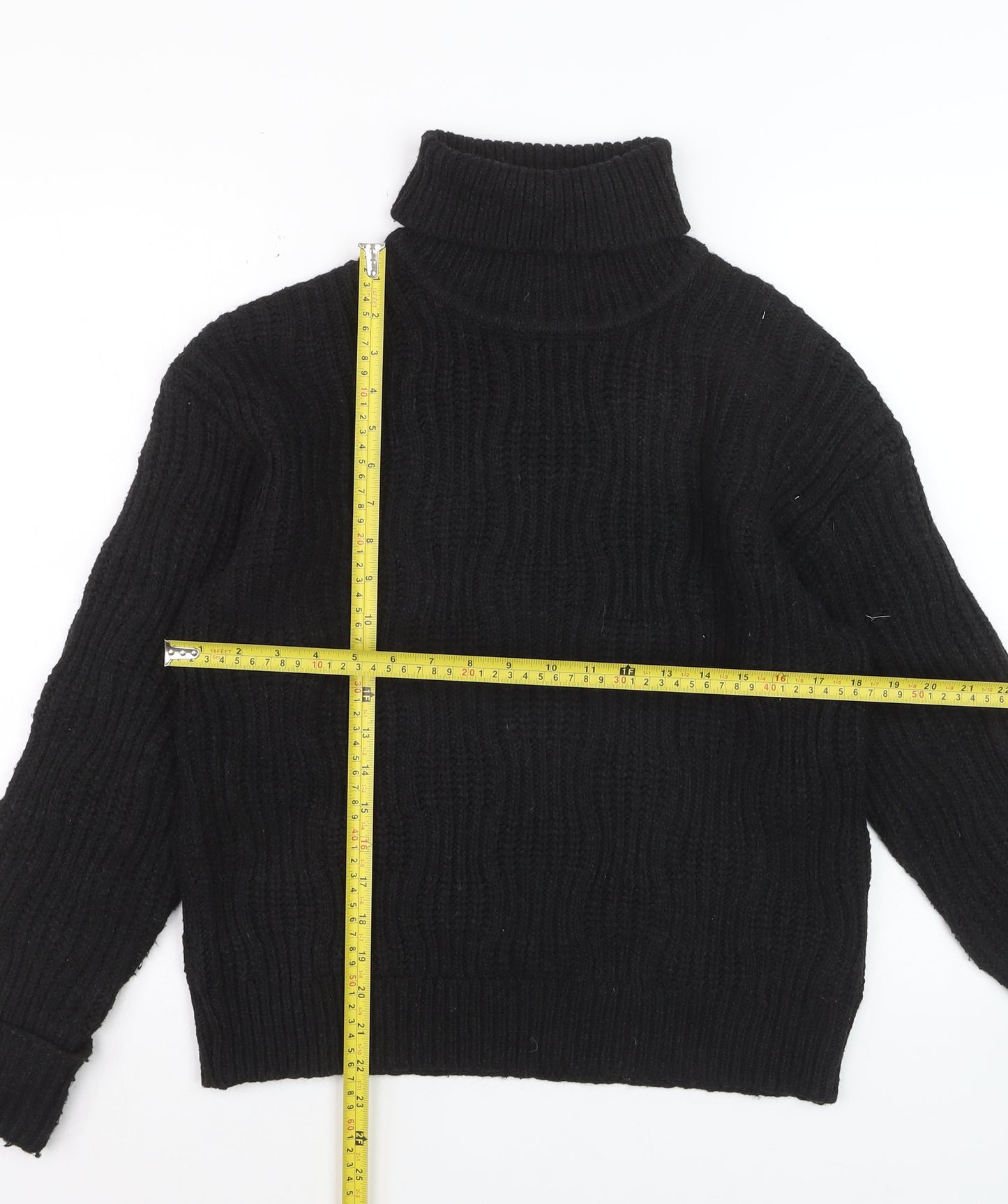 Finery Women’s Black Roll Neck Chunky Knit Jumper Size 10
