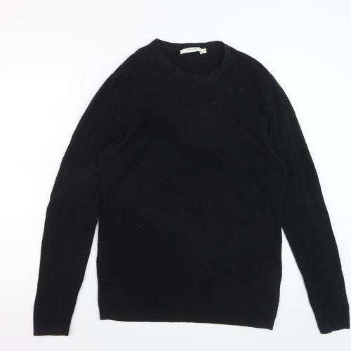 Jack & Jones Men's Black Cotton Waffle Knit Jumper M