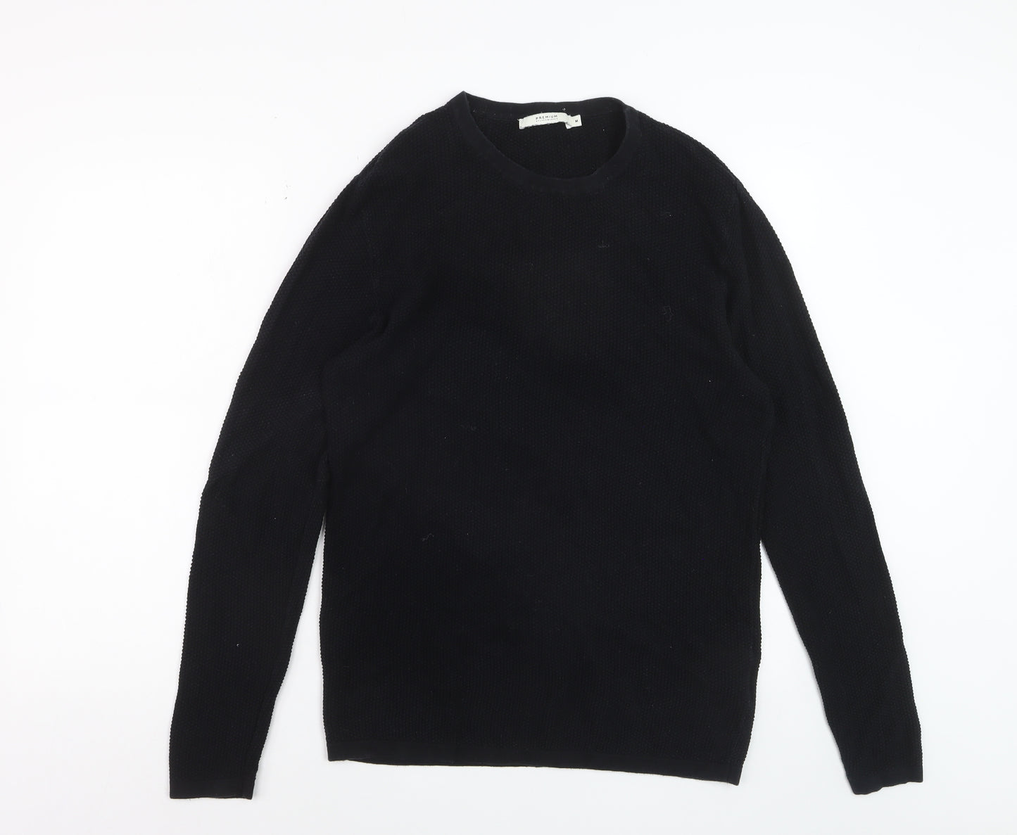 Jack & Jones Men's Black Cotton Waffle Knit Jumper M