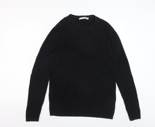 Jack & Jones Men's Black Cotton Waffle Knit Jumper M
