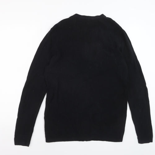 Jack & Jones Men's Black Cotton Waffle Knit Jumper M