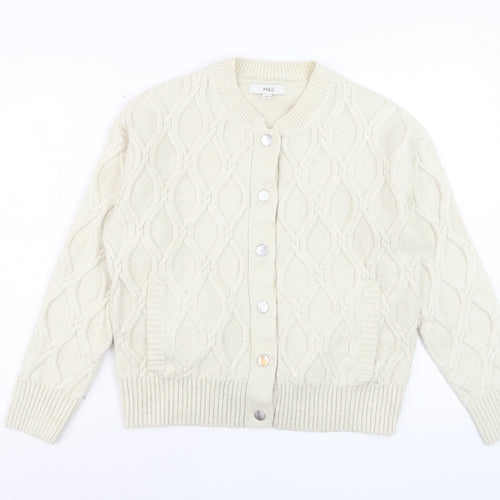 Marks and Spencer Women Ivory Cable Knit Cardigan Small