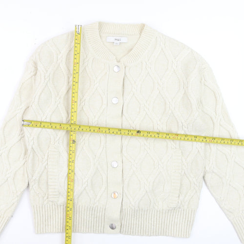 Marks and Spencer Women Ivory Cable Knit Cardigan Small
