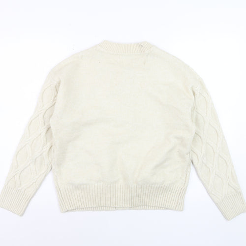 Marks and Spencer Women Ivory Cable Knit Cardigan Small