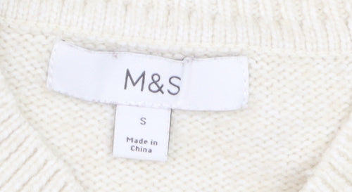Marks and Spencer Women Ivory Cable Knit Cardigan Small