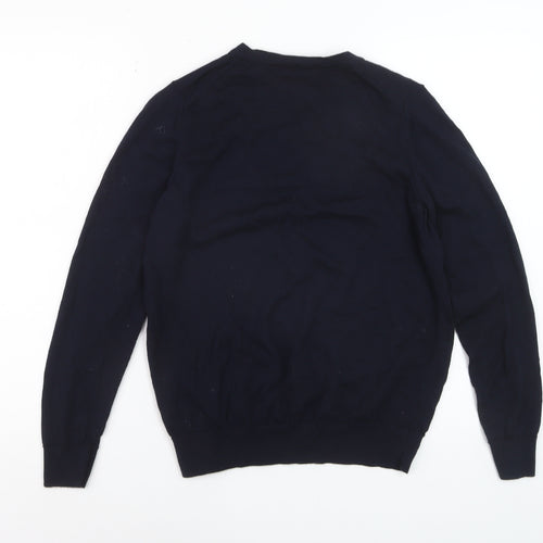Marks and Spencer Women's Blue Merino Wool Crew Neck Jumper Size 12
