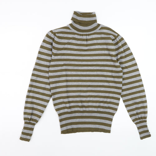 La Vie Women’s Multicoloured Roll Neck Striped Jumper Size 10/12