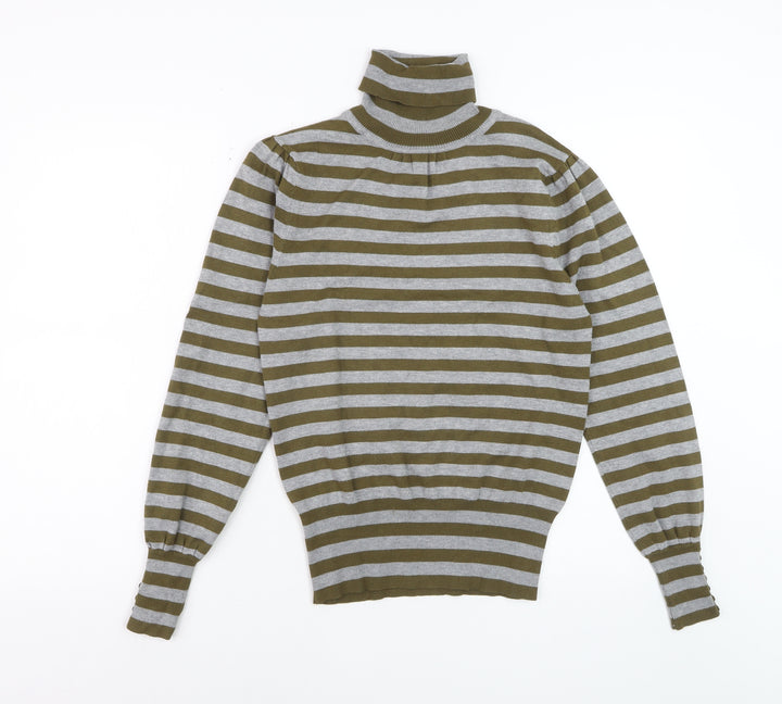 La Vie Women’s Multicoloured Roll Neck Striped Jumper Size 10/12