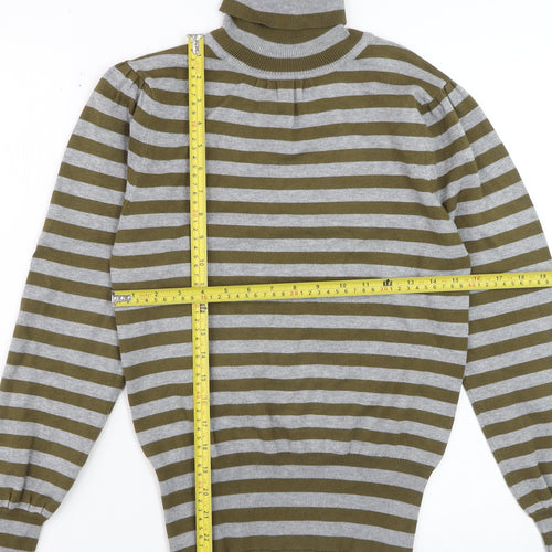 La Vie Women’s Multicoloured Roll Neck Striped Jumper Size 10/12