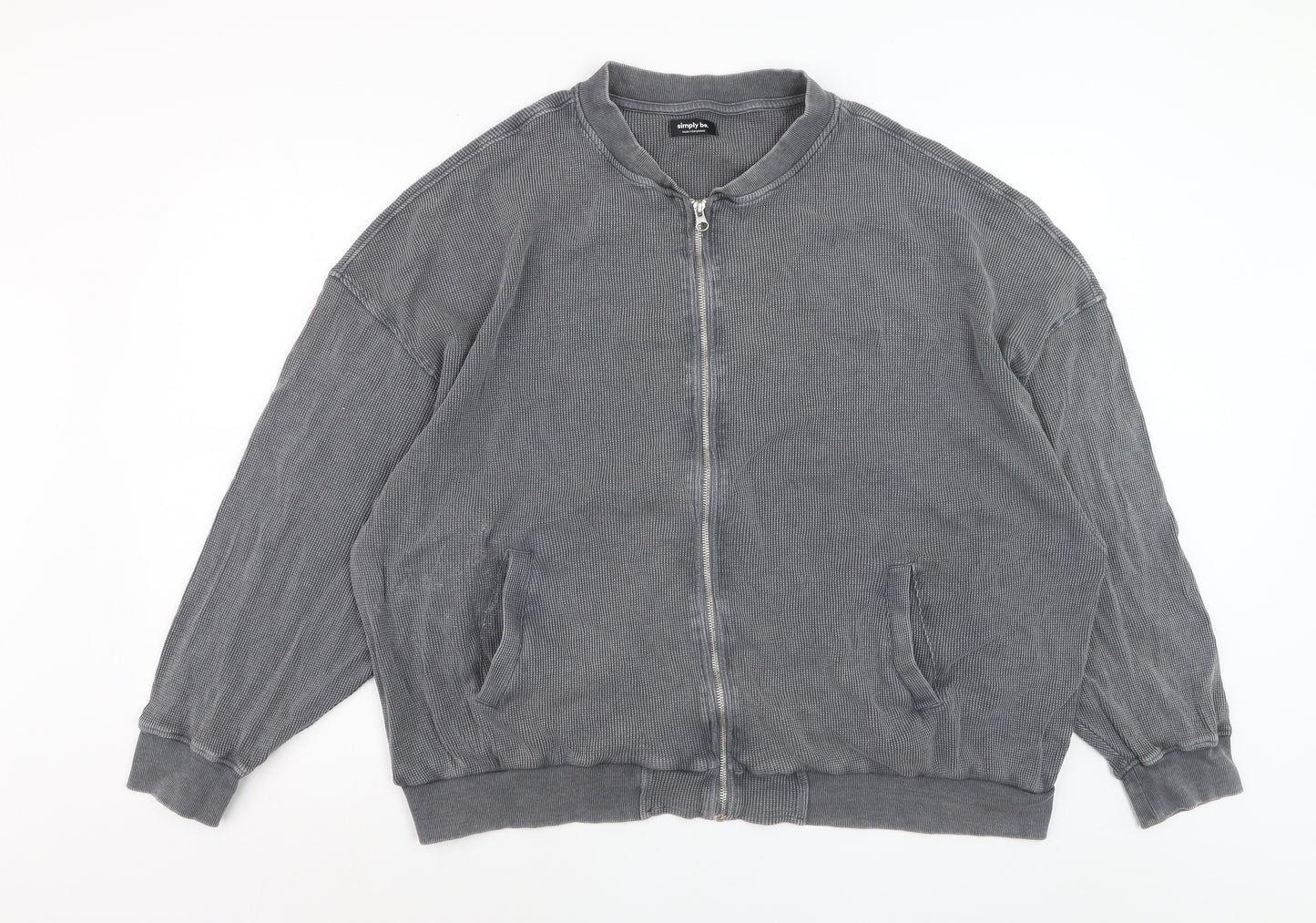 Simply Be Women's Grey Cotton Bomber Jacket Size 22