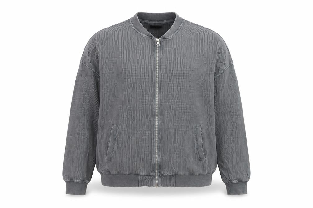 Front view of Simply Be Women's Grey Cotton Bomber Jacket, size 22