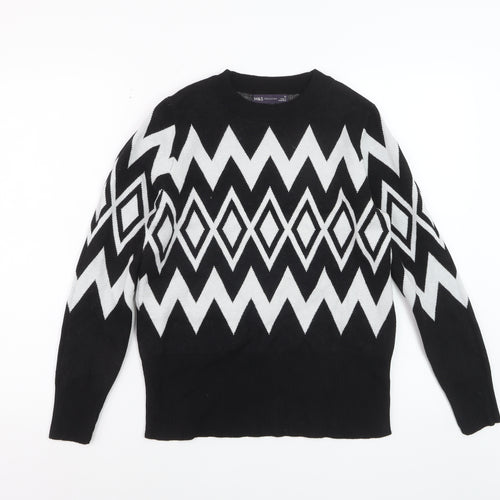 Marks and Spencer Womens Black Geometric Knit Jumper Size 12