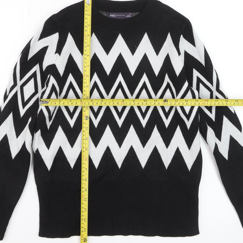 Marks and Spencer Womens Black Geometric Knit Jumper Size 12