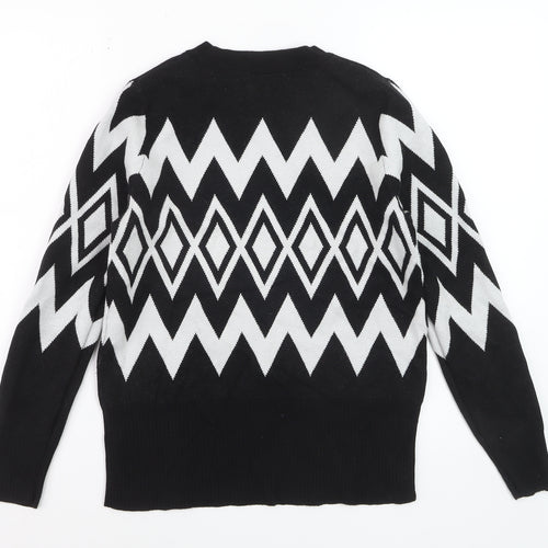 Marks and Spencer Womens Black Geometric Knit Jumper Size 12