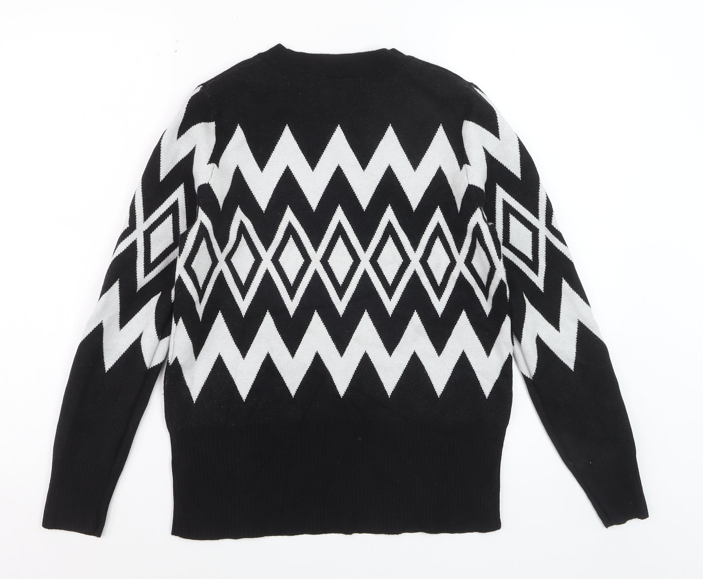 Marks and Spencer Womens Black Geometric Knit Jumper Size 12