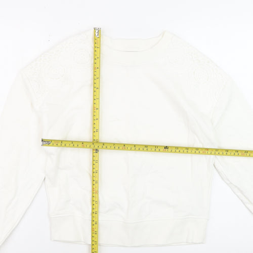 Papaya Women's White Cotton Lace Detail Pullover Sweatshirt Size S