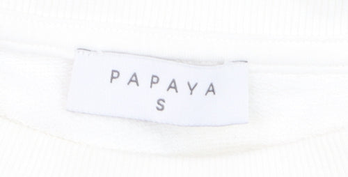 Papaya Women's White Cotton Lace Detail Pullover Sweatshirt Size S