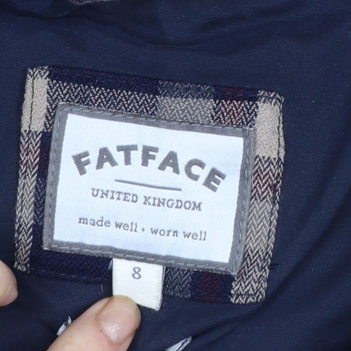 FatFace Women's Blue Faux Fur Hooded Puffer Jacket Size 8