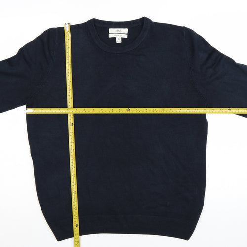 Marks and Spencer Men's Blue Cashmilon Crew Neck Jumper M Regular