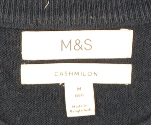 Marks and Spencer Men's Blue Cashmilon Crew Neck Jumper M Regular