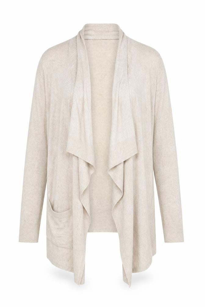Front view of Marks & Spencer Women Beige, size 10, Lightweight Open Cardigan