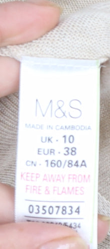 Marks and Spencer Women Beige Size 10 Lightweight Open Cardigan