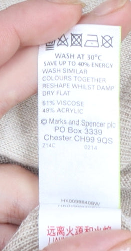 Marks and Spencer Women Beige Size 10 Lightweight Open Cardigan