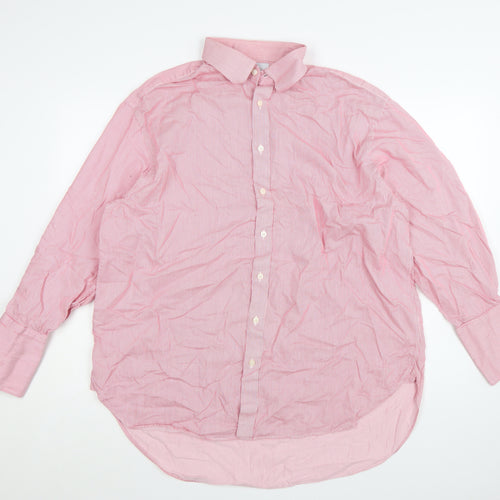 Charles Tyrwhitt Men's Pink Striped Classic Fit Cotton Dress Shirt 17.5in