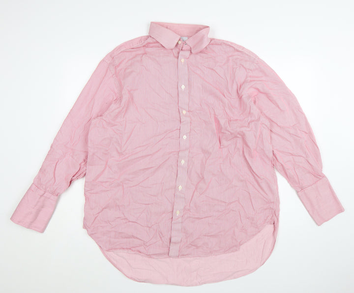 Charles Tyrwhitt Men's Pink Striped Classic Fit Cotton Dress Shirt 17.5in