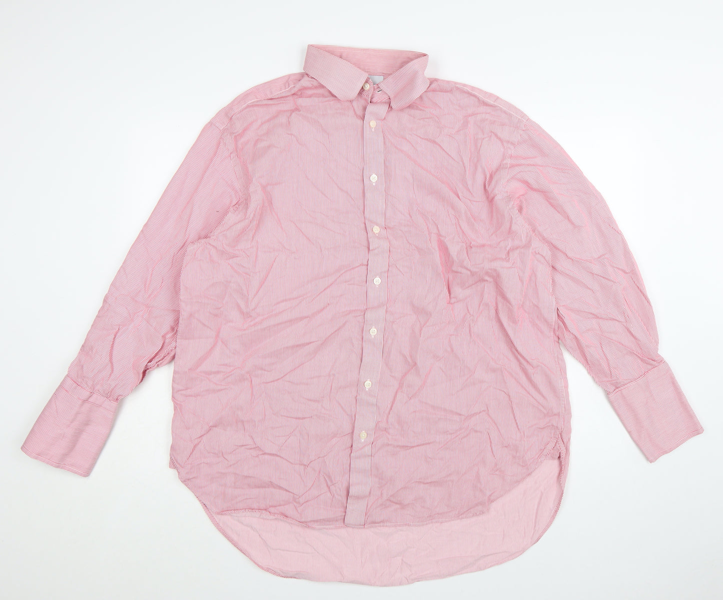 Charles Tyrwhitt Men's Pink Striped Classic Fit Cotton Dress Shirt 17.5in
