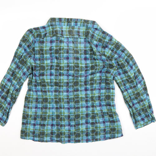 Bravissimo Women's Blue Check Cotton Ruffle Tunic Blouse Size 16