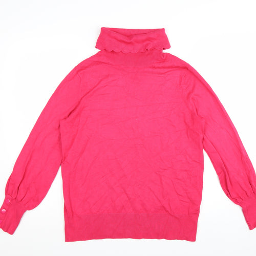 Monsoon Women Pink Roll Neck Puff Sleeve Pullover Jumper M